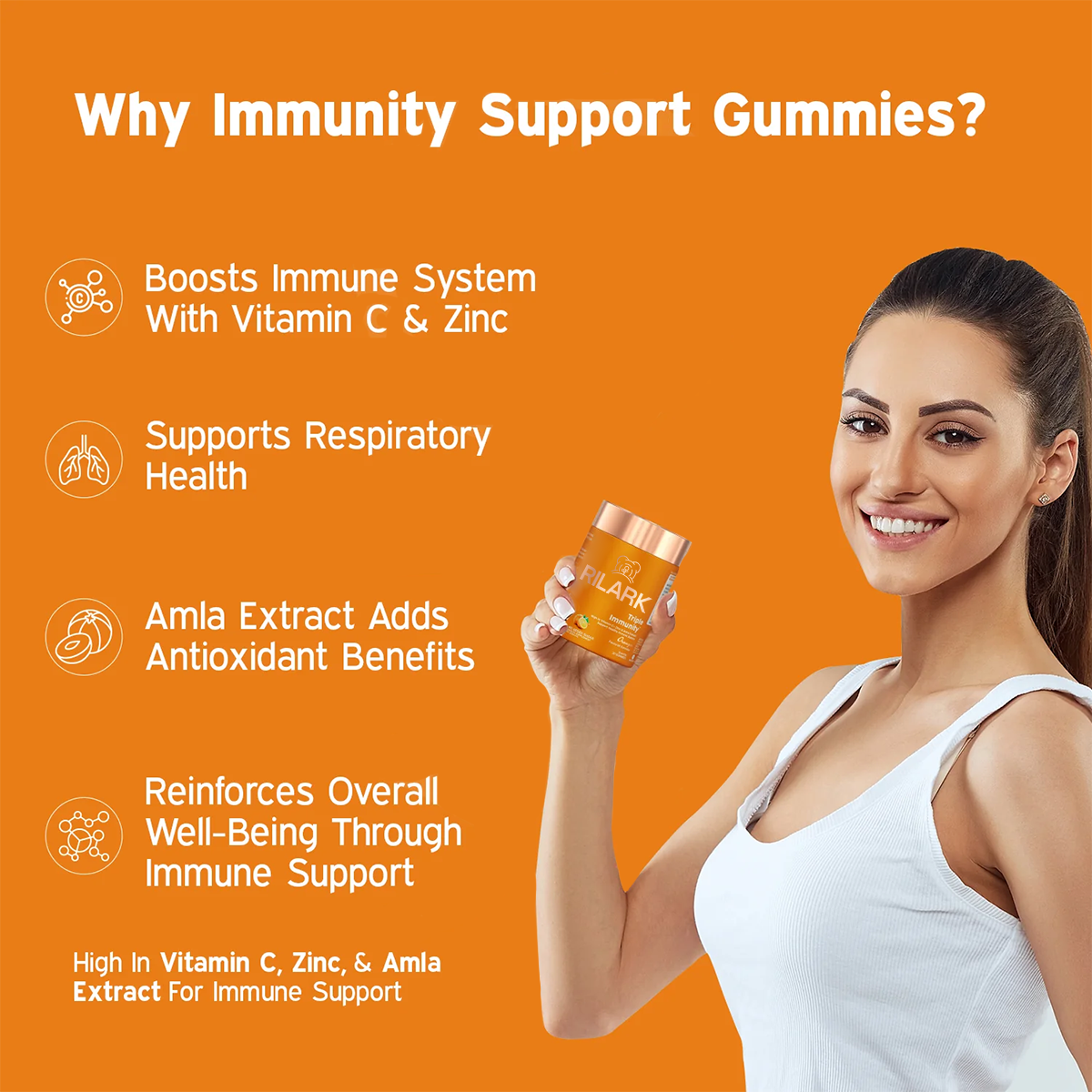 RILARK Triple Immunity Gummies with Vitamin C, Zinc & Amla