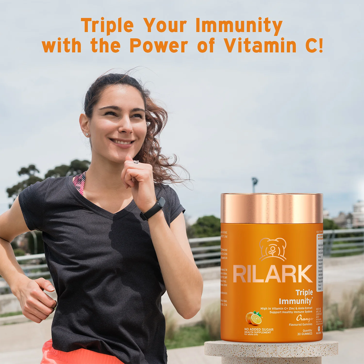 RILARK Triple Immunity Gummies with Vitamin C, Zinc & Amla